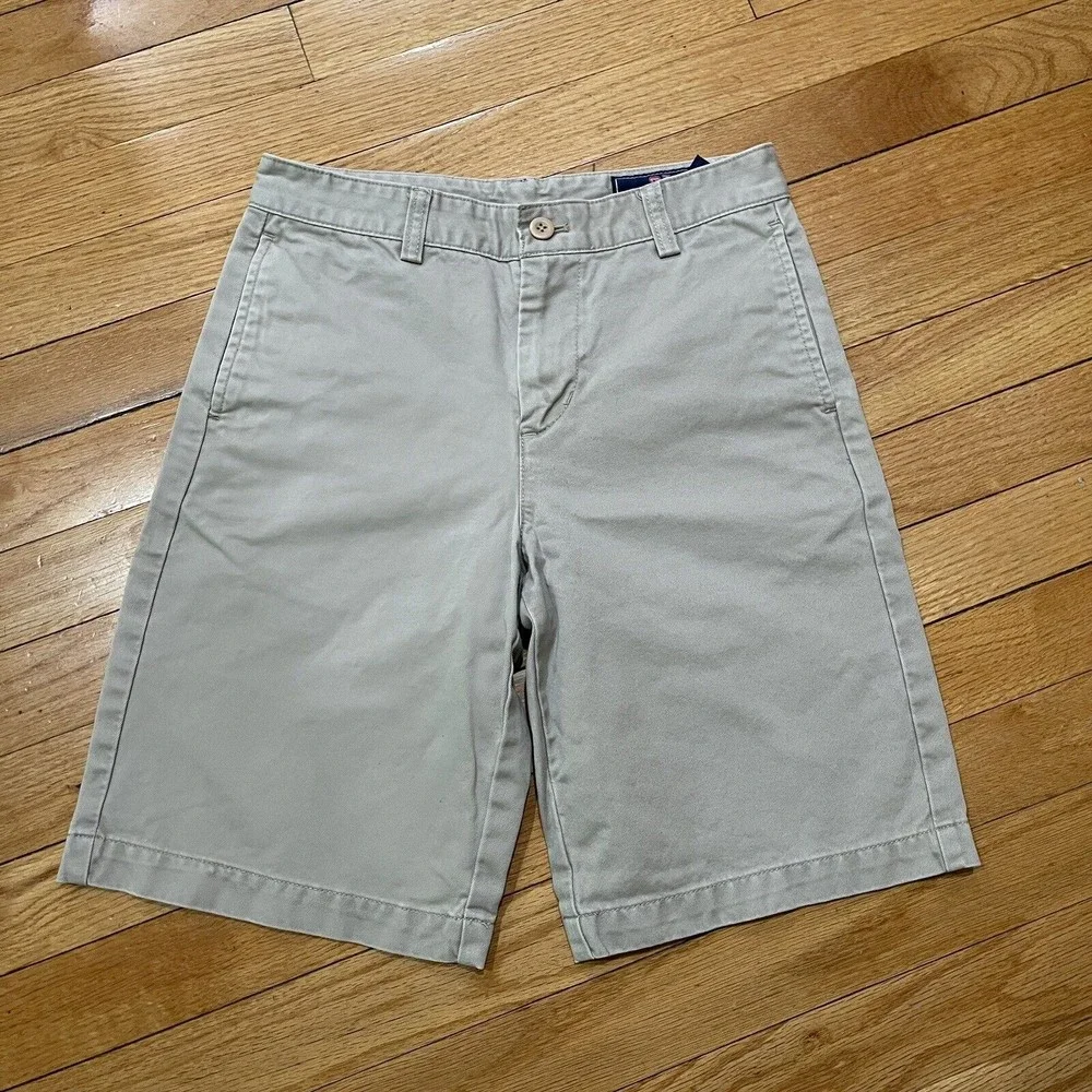 Vineyard Vines Boys Khaki Chino Shorts Size 12 Cotton Excellent Condition - Picture 2 of 10